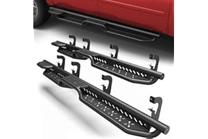 LONGSUN Running Boards Two Raised Step Compatible with 2024-2025 Toyota Tacoma Crew Cab with 4 Full-Size Doors, Two Stairs Design Side Step, Powder-Coated Black Carbon Heavy-Duty Steel Nerf Bars