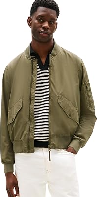 Herren Bomberjacke Packable mit Baseballkragen, Grün (Battle Green), L