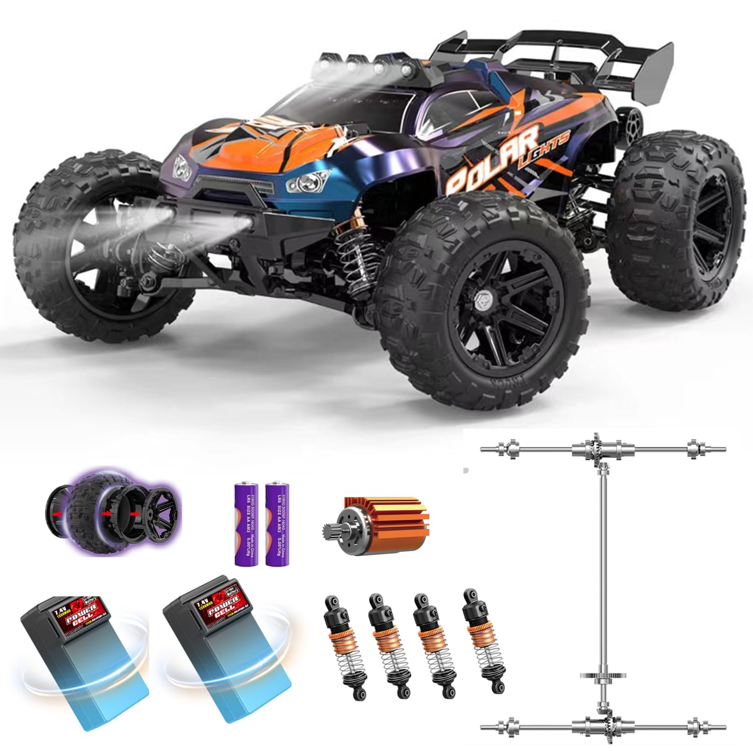 Photo 1 of 1:14 Remote Control Car, Camera Alloy Off Road RC Truck 4WD High Speed Fast Racing Electric Hobby Toy Off Road 2.4Ghz All Terrain Monster Vehicle Truck for Boys Kids Xmas Birthday Gift14+