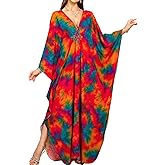 Yanziliu Women Kaftan Dresses Plus Size V-Neck Batwing Sleeves Beach Cover Up 2025 Summer Floral Print Caftan Dress