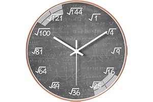 QINFIEY 12 Inch Math Wall Clock Silent Non Ticking Movement Quality Quartz Wall Clock for Home/Kitchen/Office/Classroom/School/Living Room Wall Decorations (Gray)
