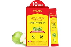 TEAZEN Apple Cider Vinegar Drink Powder Stick – On-the-Go Wellness with 1500mg ACV, Sugar-Free, Postbiotics, 10 Sticks | Supports Digestion & Metabolism