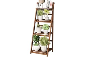 IDZO 4 Tier Wooden Ladder Shelf 44 in Bookcase Ladder Shelf Storage Shelves Rack Shelf Unit for Office and Home 44 x 16.5 inches, Wood Brown
