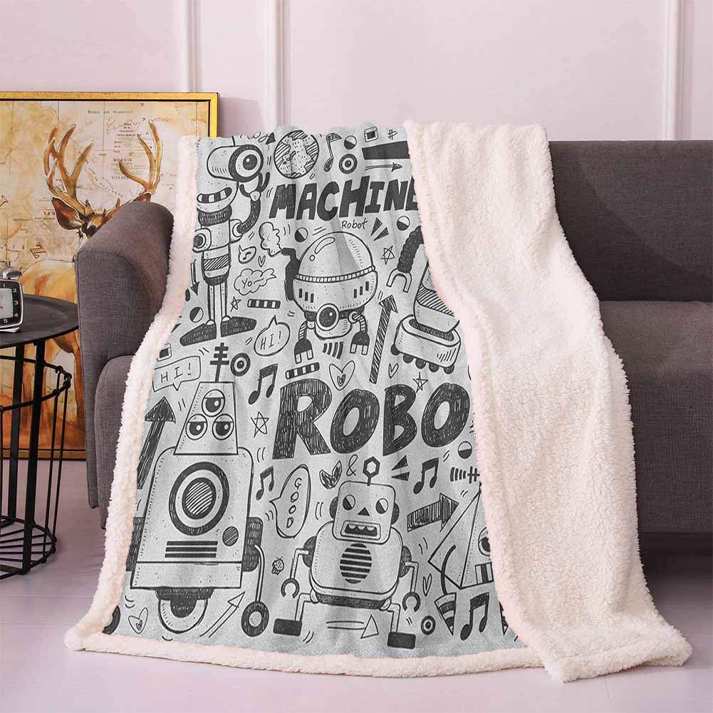 Amazon Com Robot Throws For Couch Futuristic Space Doodle Style