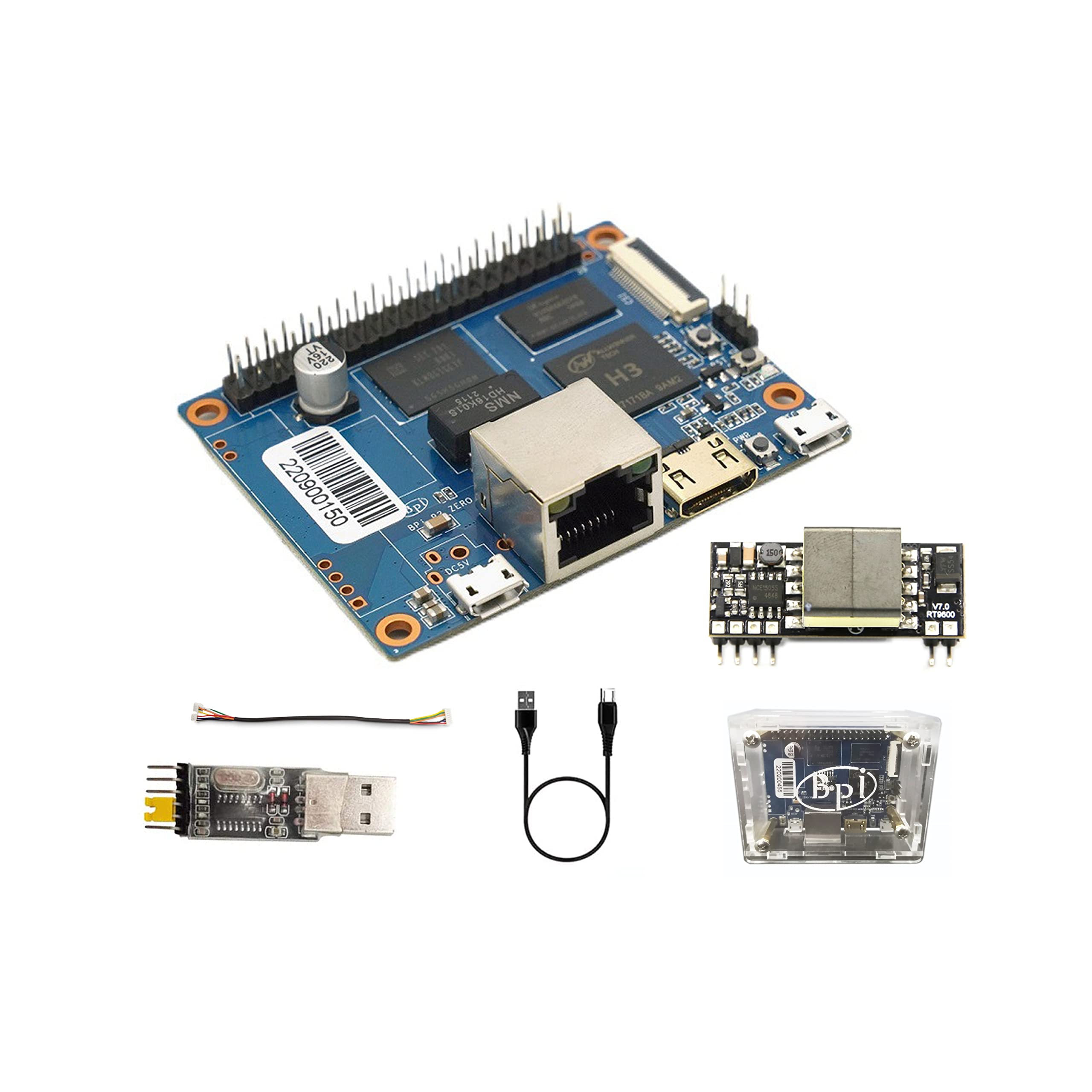 Banana Pi BPI-P2 Zero Allwinner H3 Single Board Computer with Quad-Core Cortex-A7 CPU Mali400MP2 GPU Onboard 512MB DDR 3 SDRAM 8GB eMMC 100M LAN for IoT Development Support Android Linux