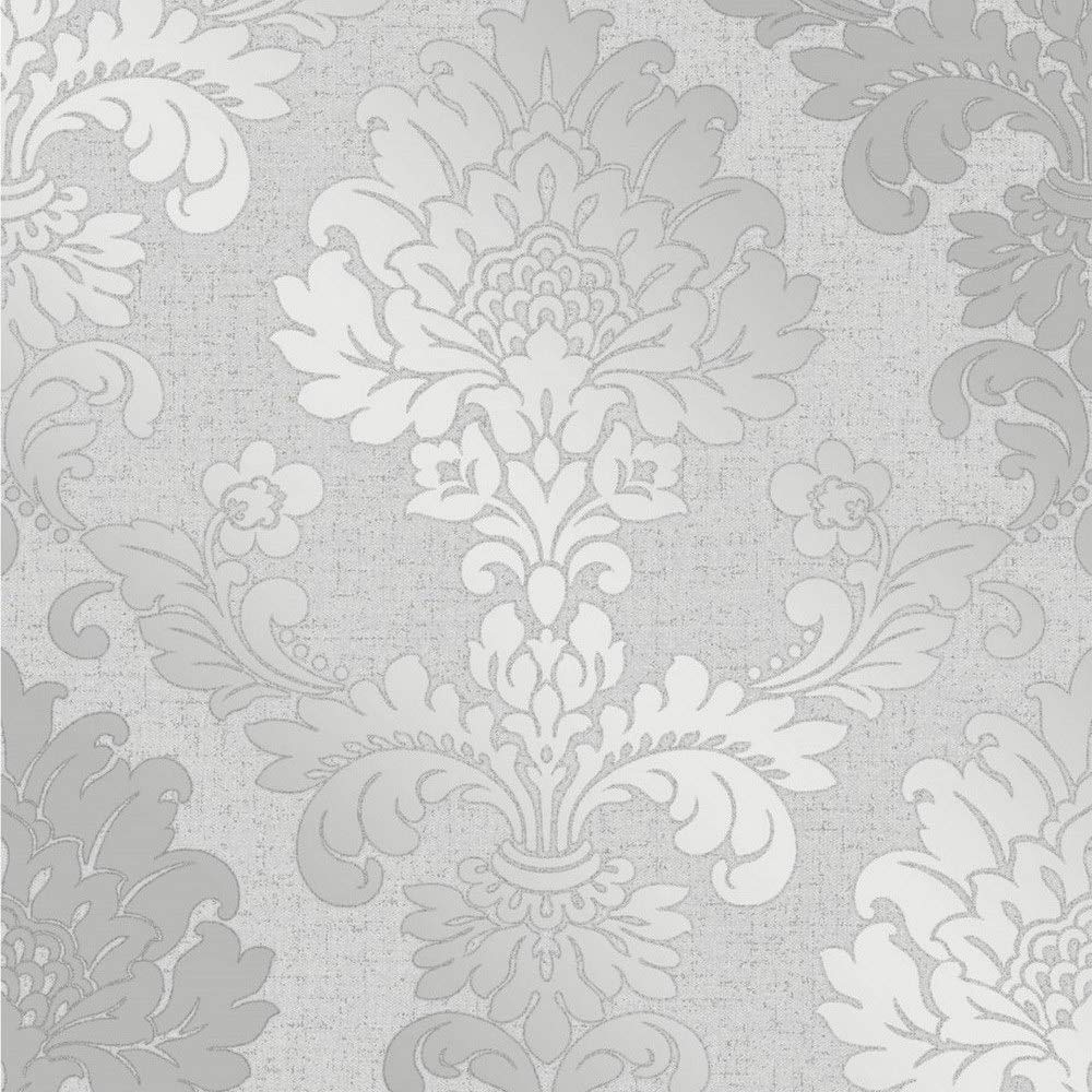 Fine Décor FD41965 Quartz Damask Wallpaper, Silver