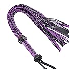 7 Tail Soft Vegan Leather Equestrian Horse Sport and With Braided Handle,Purple