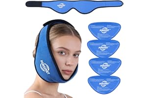 PORSIMET Face Ice Pack for Wisdom Teeth Recovery, Large Jaw Ice Pack Wrap with 4 Hot & Cold Facial Ice Pack for TMJ Relief, O