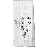 XPH Funny Vintage Black and White Westie Hand Towels, West Highland Terrier Gifts, Dog Mom Lovers Owner Gifts for Women Hand Towels Kitchen Tea Towel Decorations, Funny Dog Bathroom Decor 16x24inch