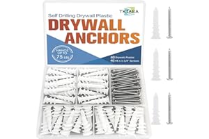 Tkiaea 80 Pcs Self-Drilling Drywall Anchors - #8 x 1-1/4" Dry Wall Anchors and Screws Kit