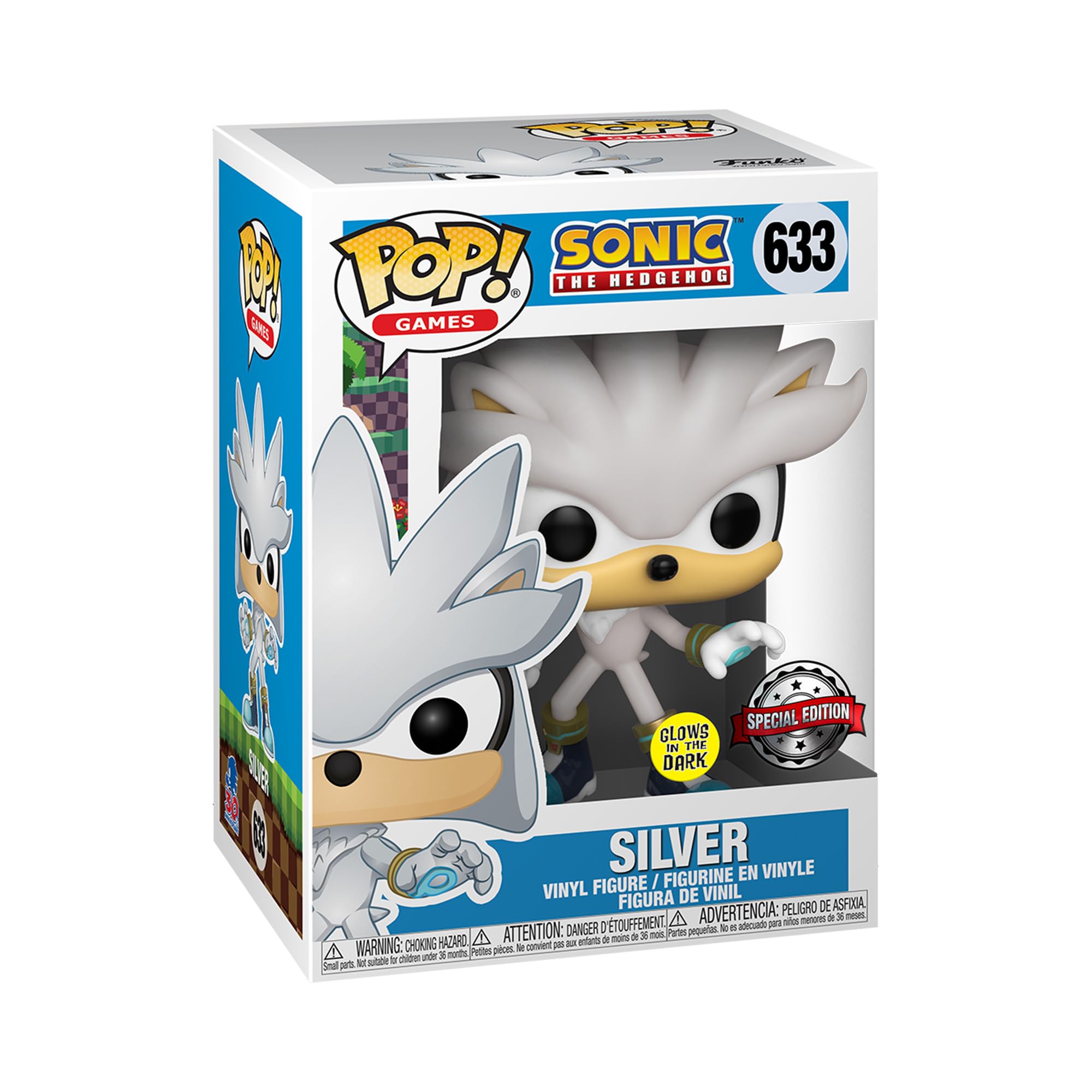 Funko POP! Games: Sonic the Hedgehog 30th - Silver the Hedgehog - Glow In the Dark - Collectable Vinyl Figure - Gift Idea - Official Merchandise - Toys for Kids & Adults - Video Games Fans