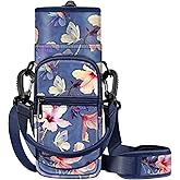 CaseBot Water Bottle Carrier Bag Sling Case, Sports Water Bottle Pouch Holder Sleeve with Adjustable Shoulder Hand Strap and 2 Pockets for Men Women Hiking Camping Travelling