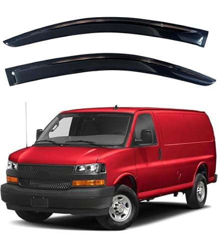 2-Piece Window Deflectors For 1996-2024 Chevy Express Van & GMC Savana - Rain Guards & Ventilation