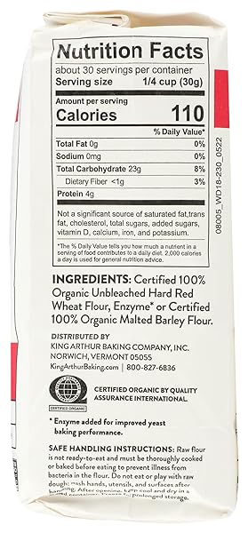 KING ARTHUR FLOUR, ORGANIC ALL PURPOSE FLOUR, 32 OZ BAG