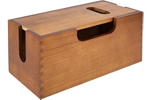 Wood Cable Management Box, Spacious Cord Hider for Power Strip TV Wires Desk Cables Office Under Desk Cable Storage Box, Cord