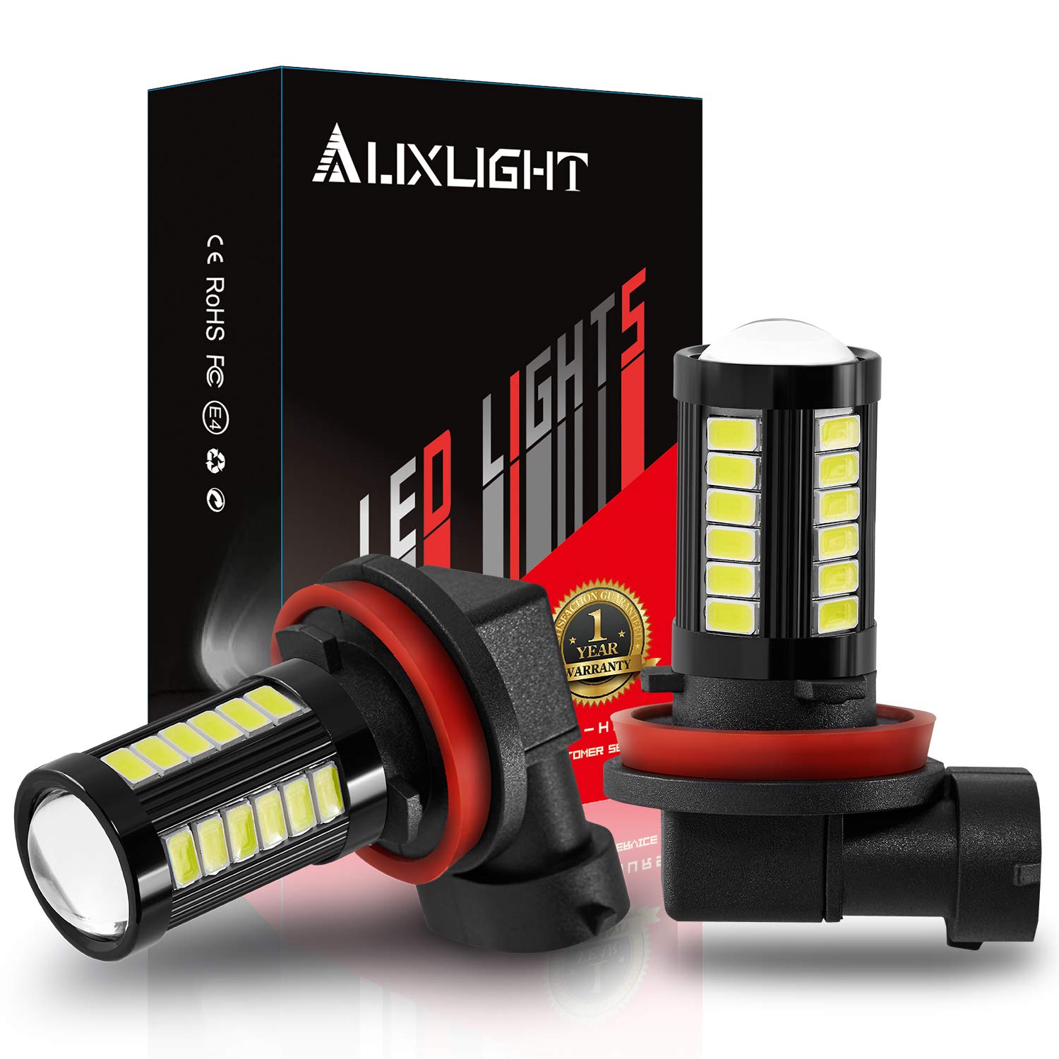 Photo 1 of AUXLIGHT H11 H8 H11LL H8LL H16 (Japanese) LED Fog Light Bulbs 6000K Xenon White, Super Bright 2800 Lumens 33-SMD Chips LED Daytime Running Lights DRL Bulbs Replacement for Cars, Trucks (Pack of 2)