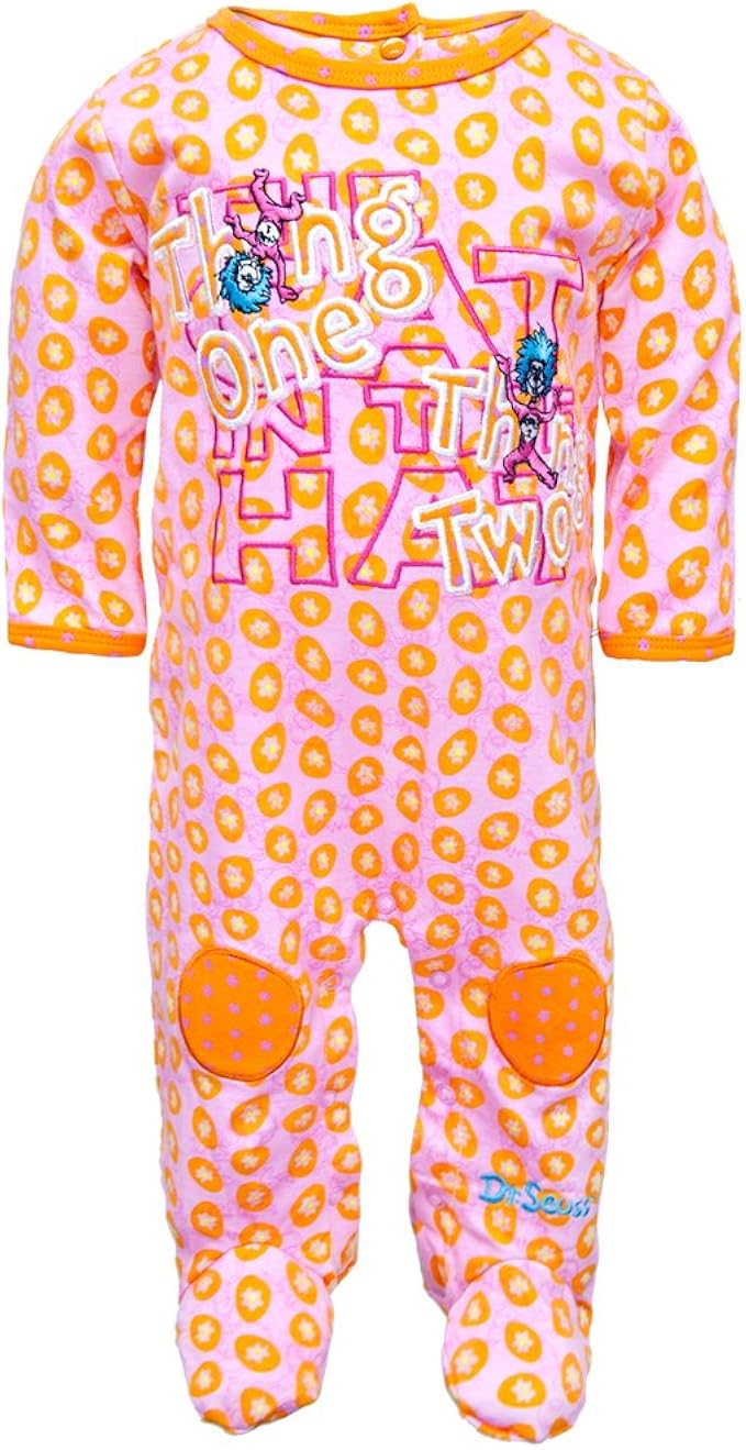 thing 1 and thing 2 footed pajamas for babies