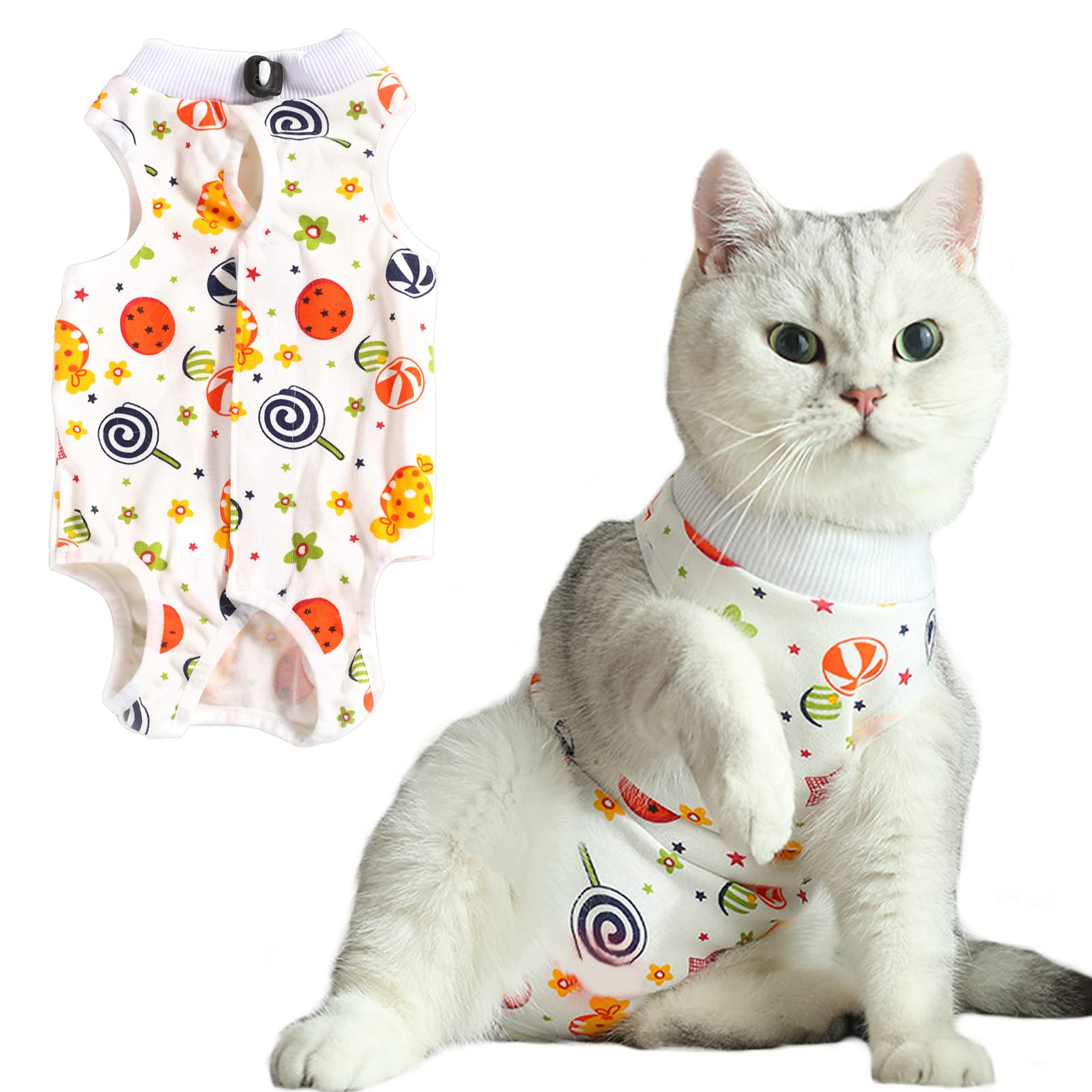 HACRAHO Cat Recovery Suit, 1 PCS Pet Surgical Recovery Suit Pet Cone Alternative for Small Medium Pets, M