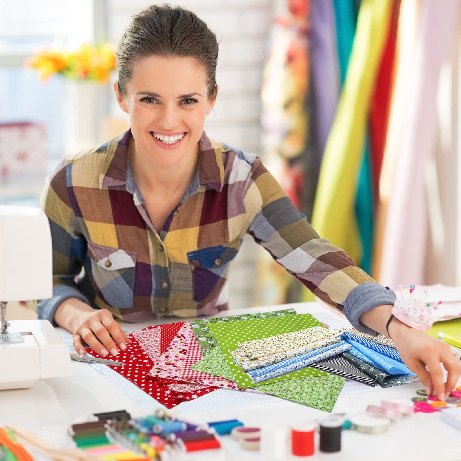 Tudomro 70 Pcs 10 x 10 Inch Cotton Fabric Squares Multicolor Quilting Fabric Bundles Precut Printed Patchwork Materials for Holiday DIY Crafts Cloths Handmade(Stylish Style)