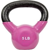 Sunny Health &amp; Fitness Vinyl Coated Cast Iron Kettlebell 5-25 lb | Full-Body Strength, Power-Based Workouts, Wide Textured Handle, Floor-Friendly Design, Available in 5, 10, 15, 20, 25 lb