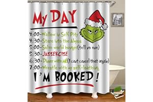 SHOCAWS Christmas Shower Curtain 72x72 Inches - Polyester Fabric with Weighted Hem Design, Includes 12 Hooks, Xmas Holiday Bathroom Decor