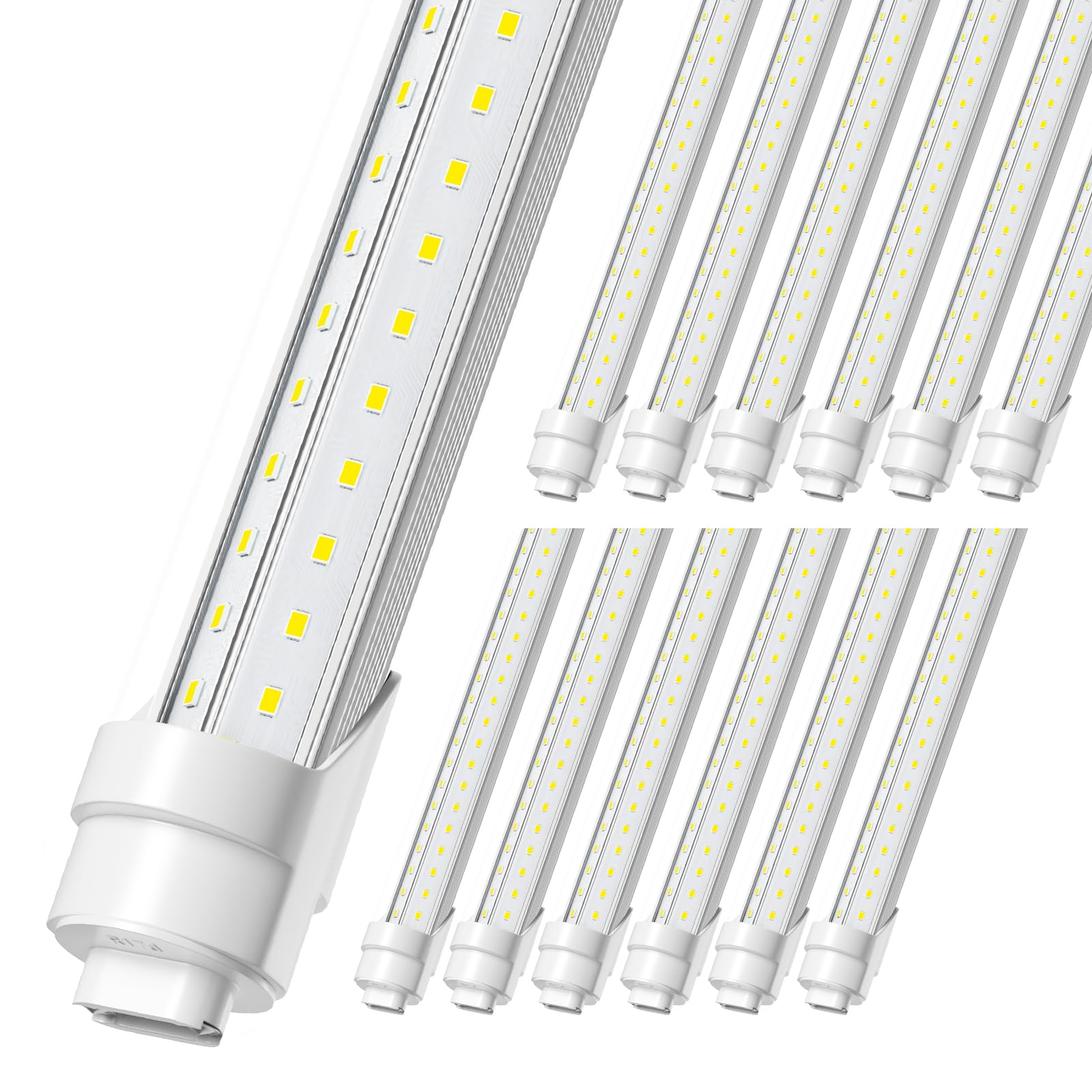 Photo 1 of ELEKICO 8FT LED Bulb, 8FT V Shaped Shop Light, 8 Foot 6000K 75W 9500LM, T8/T10/T12 Led Tube Light Replacement, Dual-End Powered Ballast Bypass, Pack of 12