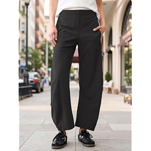 Barrel Pants for Women Hidden Elastic Quick Dry Travel Crop Ankle Wide Leg Golf Trousers with Pockets Spring 2026