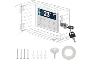QBXMY7 Baby proofing Thermostat Lock Box with Key,Clear Thermostat Lock Box Cover with Key,Thermostat Cover with Lock,Thermostat Guard for Thermostat on Wall 4"H x 5.9"W or Smaller,AC Lock Box Cover