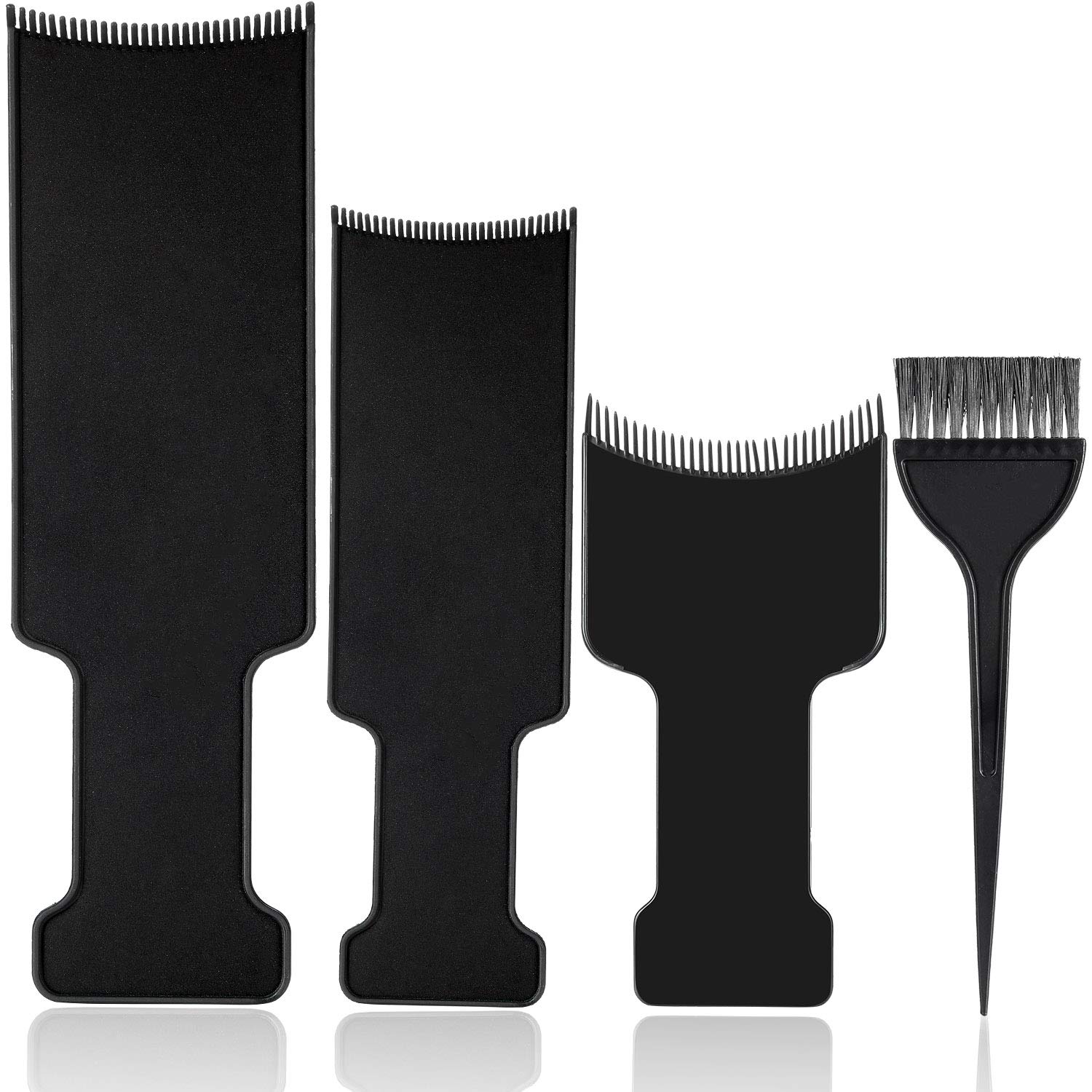 Mudder 4 Pcs Balayage Highlighting Board and Brush Kit 1 Hair Dye Brush and 3 Balayage Highlighting Board with Teeth Black Hair Dye Comb for Women Hairstylist Accessories