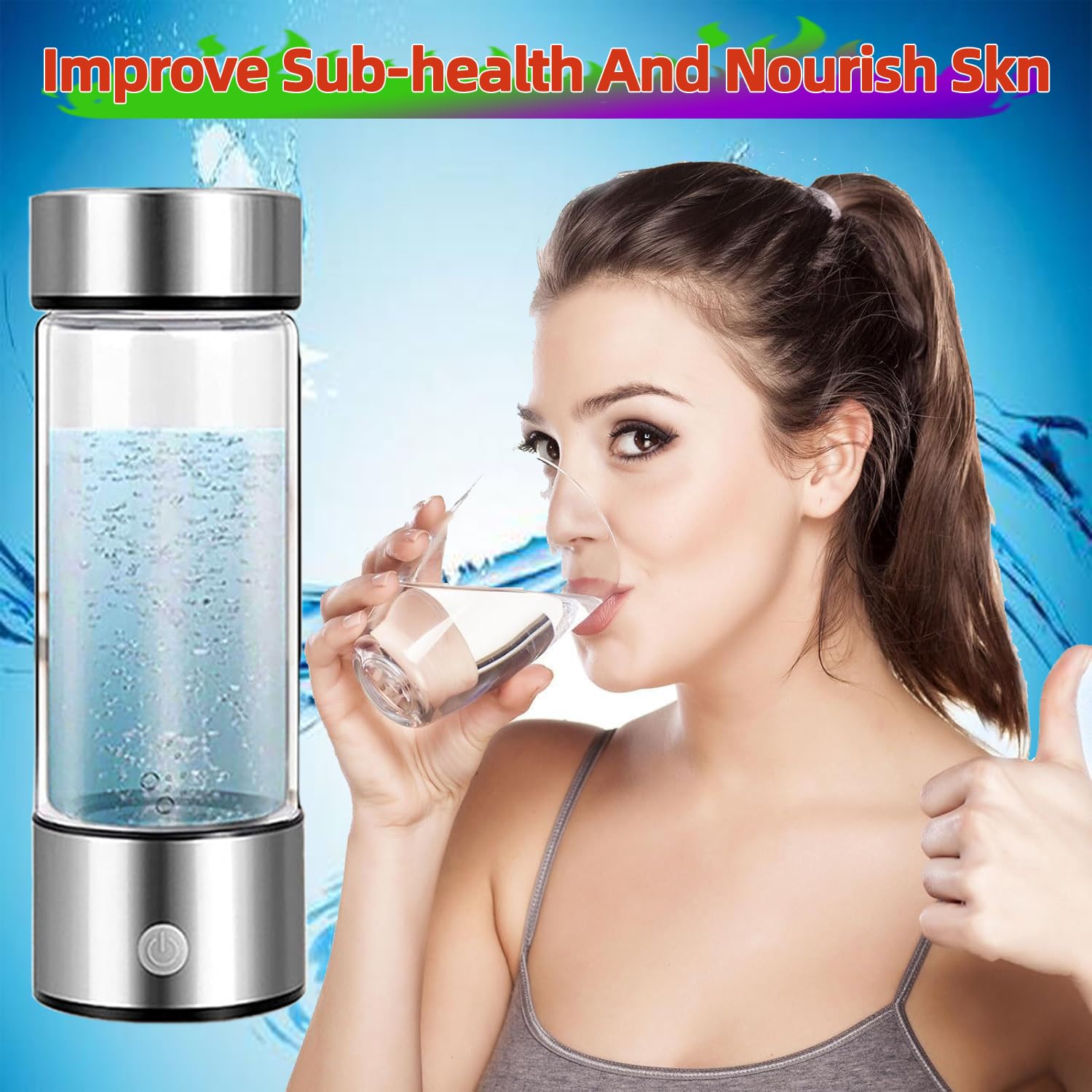 Hydrogen Water Bottle Generator 2025 Updated, Portable Hydrogen Water Ionizer Machine Rechargeable, Hydrogen Rich Water Glass Health Cup 420ml Gift for Friends/Women/Men/Mom/Father/Grandpa/Grandma