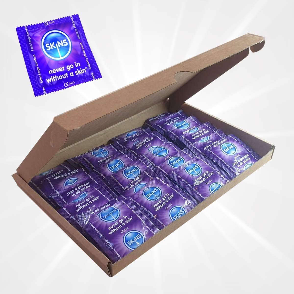 Skins Extra Large XL Condoms - Natural Latex Extra Large Condom; pre lubed for Comfort - 24 Pack (Discreetly Packed in Jiffy Bag)