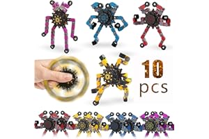 SENGTIN 10pcs Random Fidget Spinners,DIY Deformable Robot Fingertip Toys,Decompression Spinner,Deformable Creative Mechanical Gyro Toys,Stress Relief Mechanical Chain Toy for Kids Adults，Party Supplies