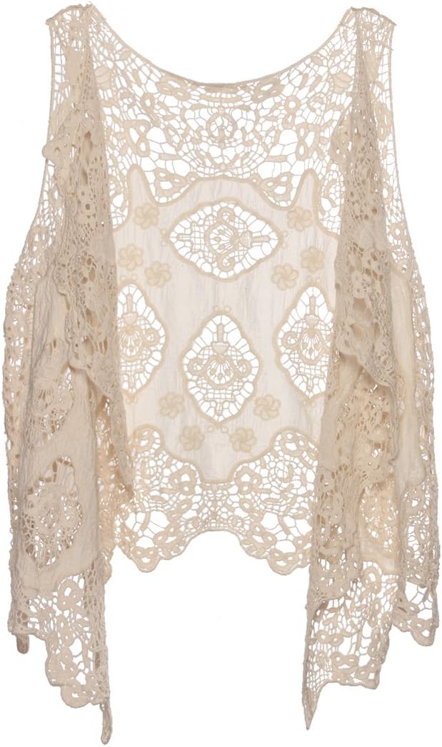 jastie Open Stitch Cardigan Boho Hippie Crochet Vest