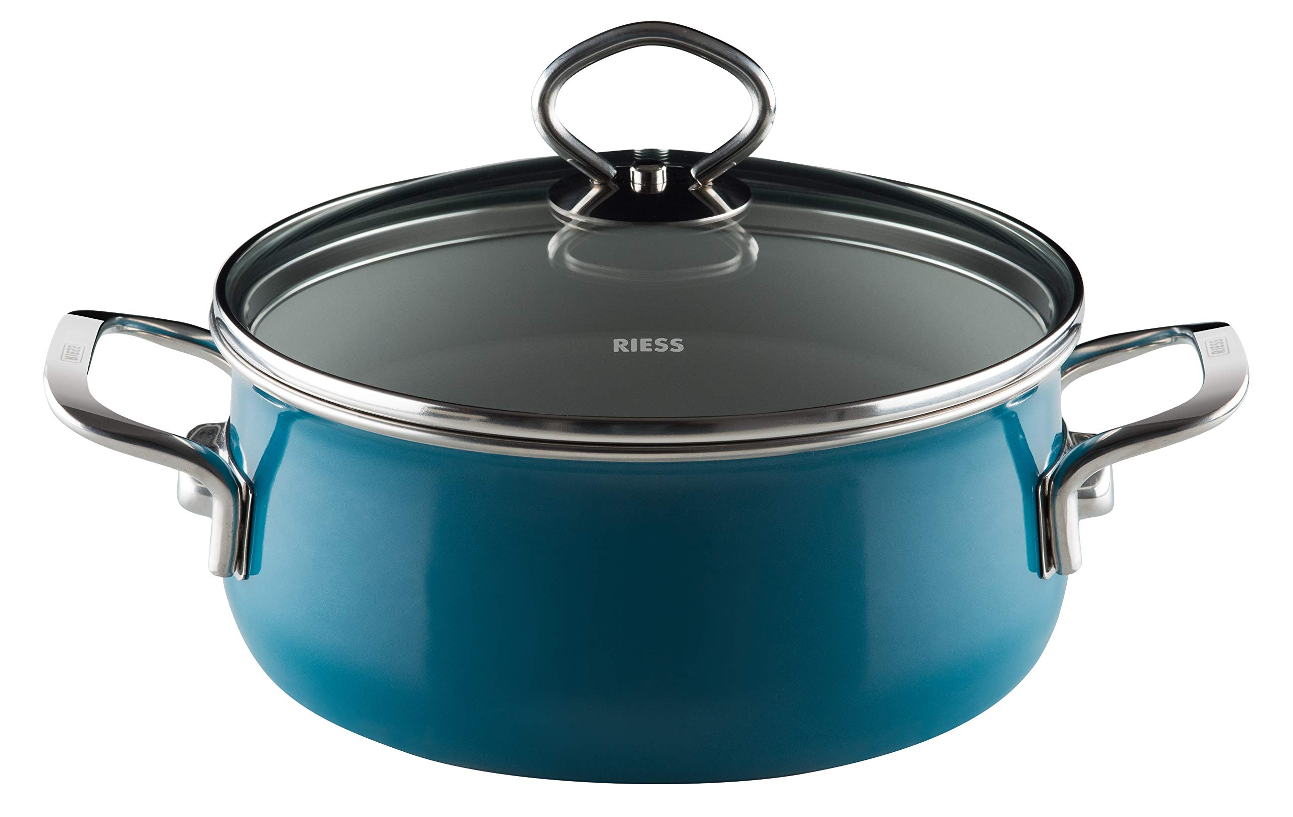 Riess Nouvelle - Aquamarine Top 3000 Extra Strong Casserole with Glass Lid, Diameter-16 Cm /1 Litre Cadet Blue