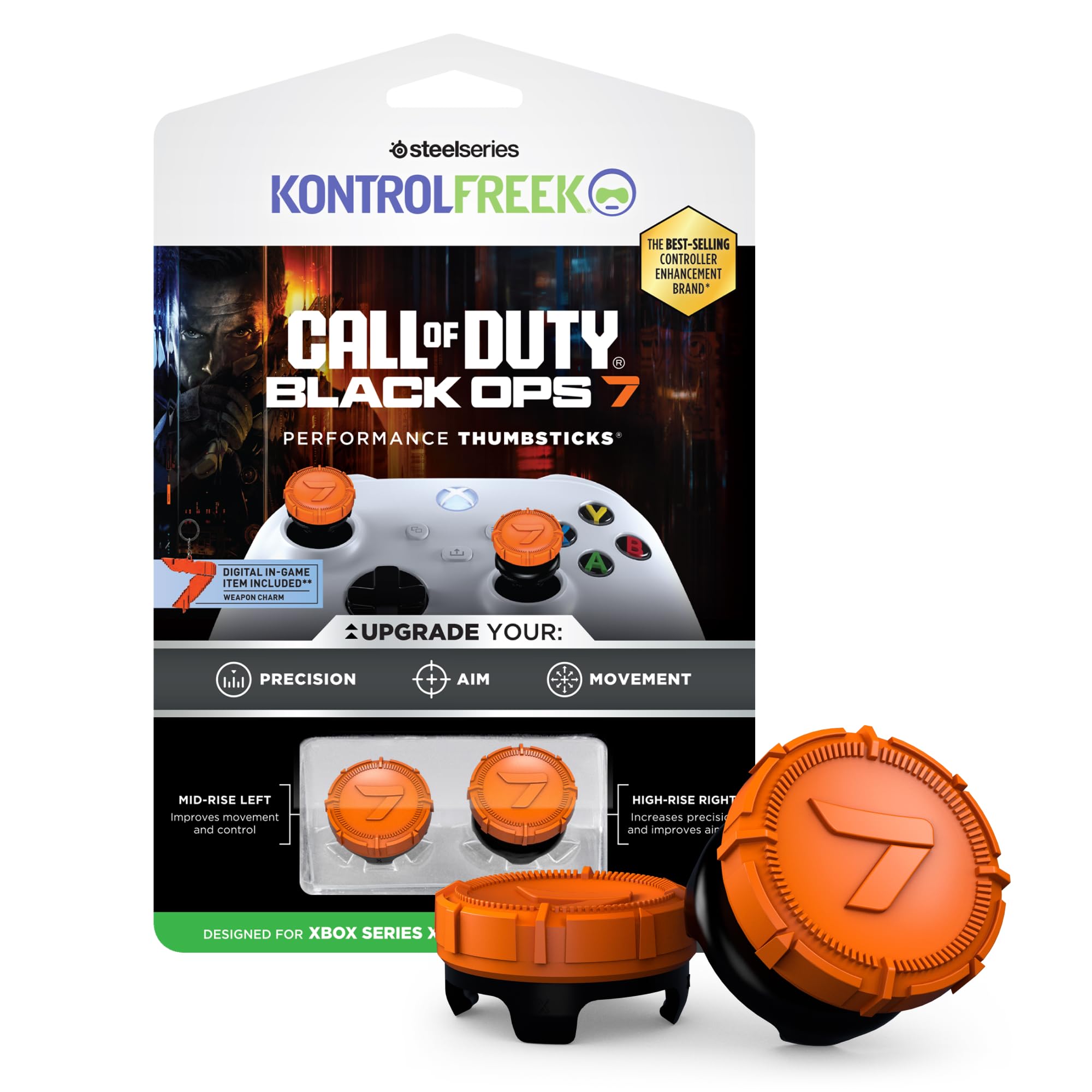 KontrolFreek Call of Duty: Black Ops 7 Performance Thumbsticks | Xbox One & Xbox Series X Controller | Orange and Black