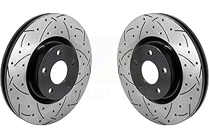 DS-One Front Coated Drilled Slotted Disc Brake Rotors Pair Replacement For Ford Escape Lincoln Corsair Bronco Sport KD-100630