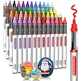 Guangna 48 Colors Acrylic Paint Markers, Water Based Paint Pens with Automatic Ink Control System Quick-Dry Waterproof for Rock Painting, Wood, Fabric, Canvas, Egg, Ceramic, DIY Art Crafts