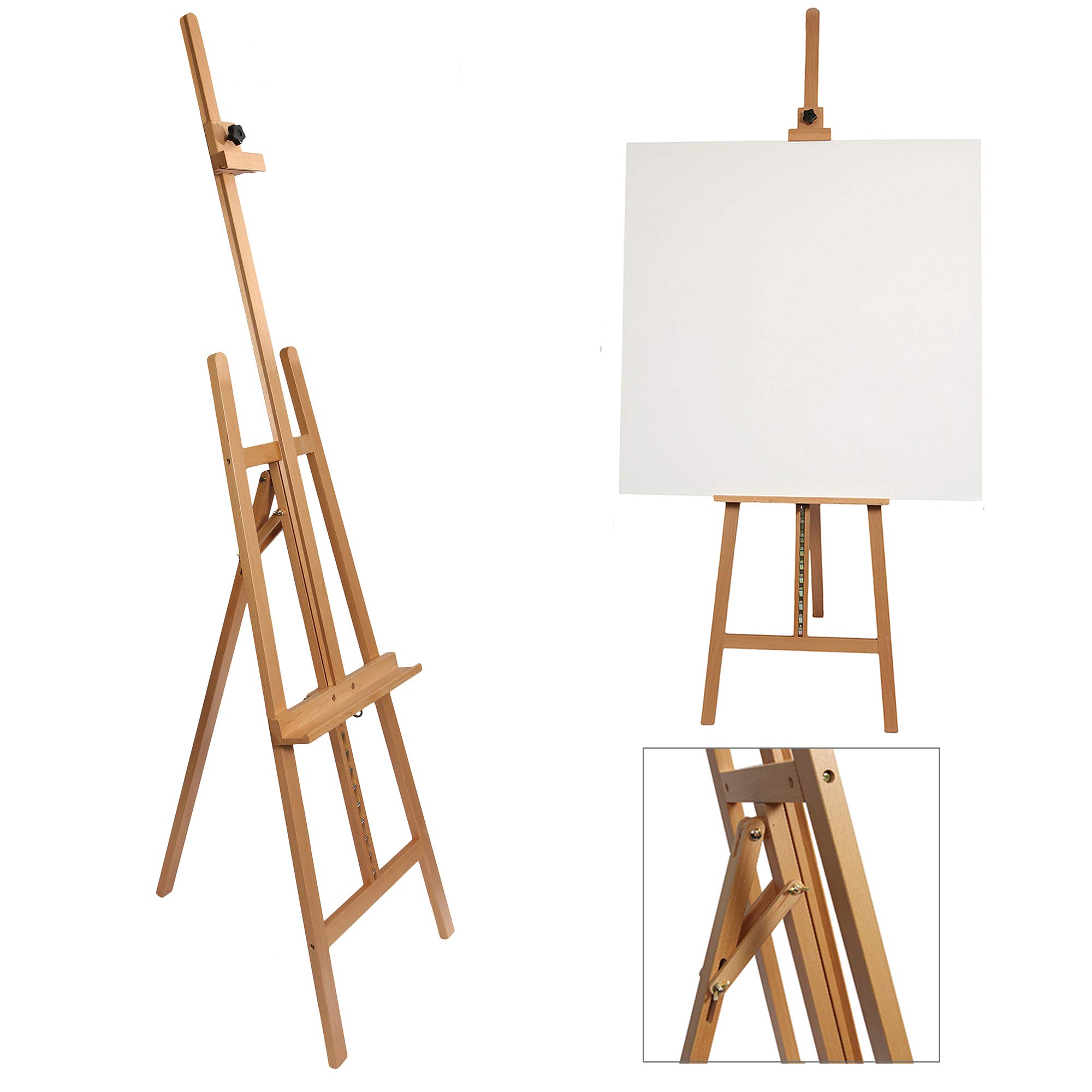 ARTISTIK Floor Standing Artist Easel 100% Solid Beechwood – Professional Studio A-Frame Tripod Art Easel Stand for Painting, Sketching, & Weddings – 6ft