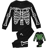 DDSOL Kids Pajamas For Boys Skeleton Glow-in-The-Dark Cotton Sleepwear Toddler Clothes Halloween Pumpkin Outfit