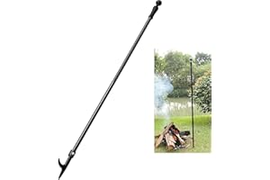 JAOTREL Fire Pit Poker for Fireplace, 46 Inches Extra Long Sturdy Fire Pit for Camping, Wood Stove, Outdoor and Indoor Use, Rust Resistant Stainless Steel Black