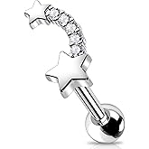 Melighting 16G Helix Earrings Upper Ear Cartilage Earrings Stainless Steel 316L Tragus Piercing Jewelry Clear CZ Conch PIercing Jewelry Earrings Studs for Women Body Piercing Jewelry