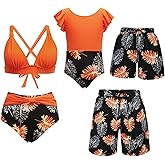 Matching Family Swimsuits Ruffle Bathing Suits Mommy and Me Swimwear Two Pieces Bikini Set