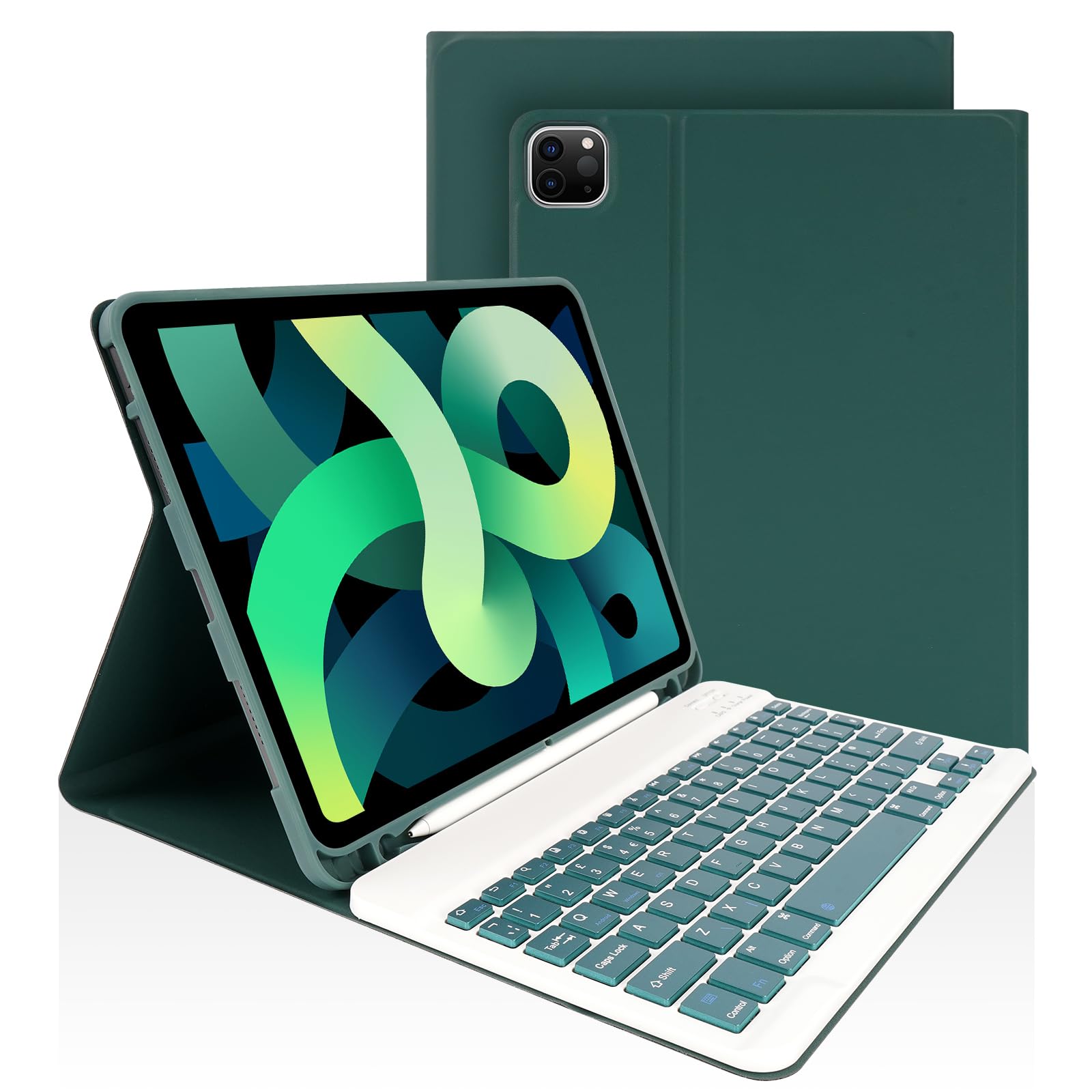 LAMA Smart Keyboard Case for iPad Air 11" (M3 2025 / M2 2024) & iPad Pro 11" (4th/3rd/2nd/1st Gen), Wireless Keyboard Case with Pencil Holder for 10.9" Air 4th/5th Gen, Dark Green