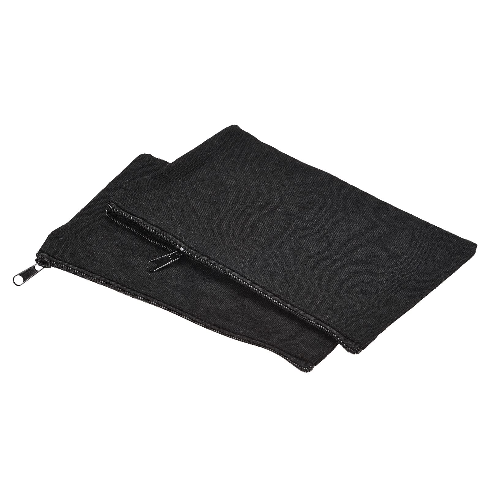 PATIKIL 18 * 11cm Canvas Zipper Pouch, 10 Pack Blank DIY Bags Craft Pencil Case Organizer Pockets for Travel Storage Accessory, Plain Black