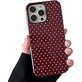 Sayoaho Compatible with iPhone 13 Pro Case, Fashion Cute Polka Dot Pattern Aesthetic Design for Women, Soft TPU and Hard Back Shockproof Phone Case for iPhone 13 Pro 6.1 inch, Wine Red