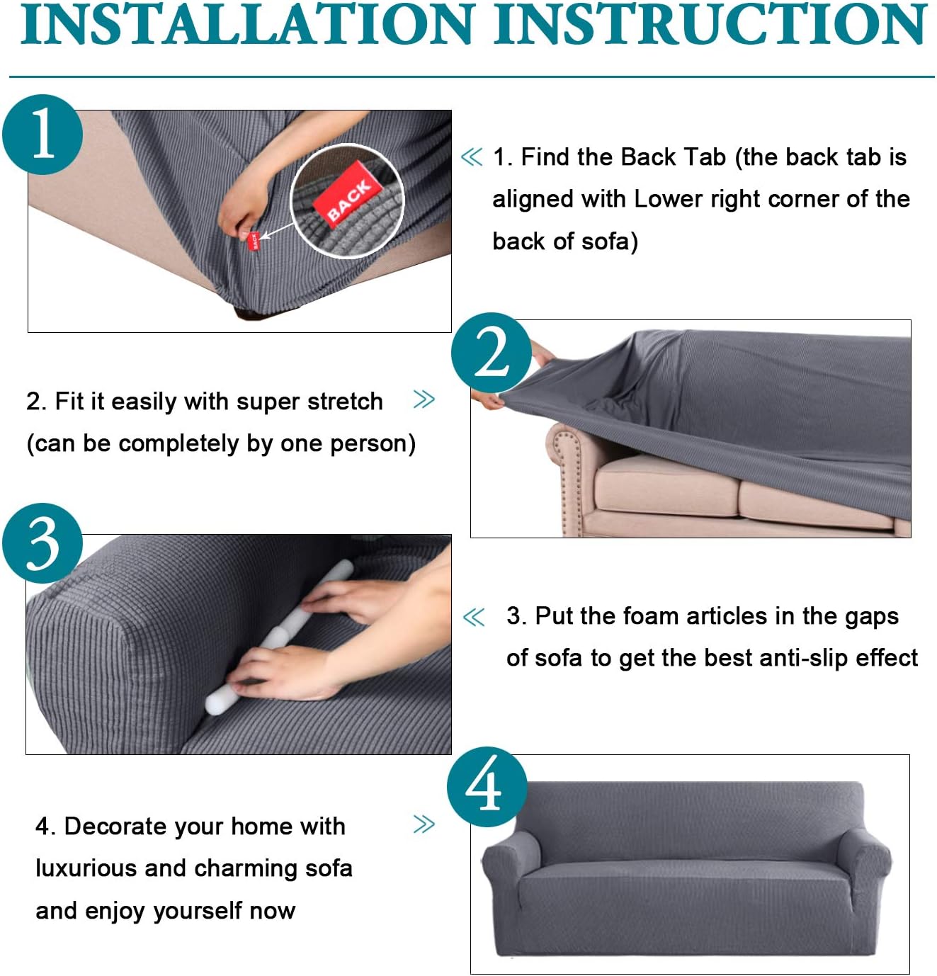 Skid Proof Sofa Covers Stylish Furniture Cover Armchair Slipcover for Moving Jacquard Spandex Couch Covers, Form Fitted Stretch Chair Covers Couch Slip Sofa Covers (Chair, Grey): Home & Kitchen