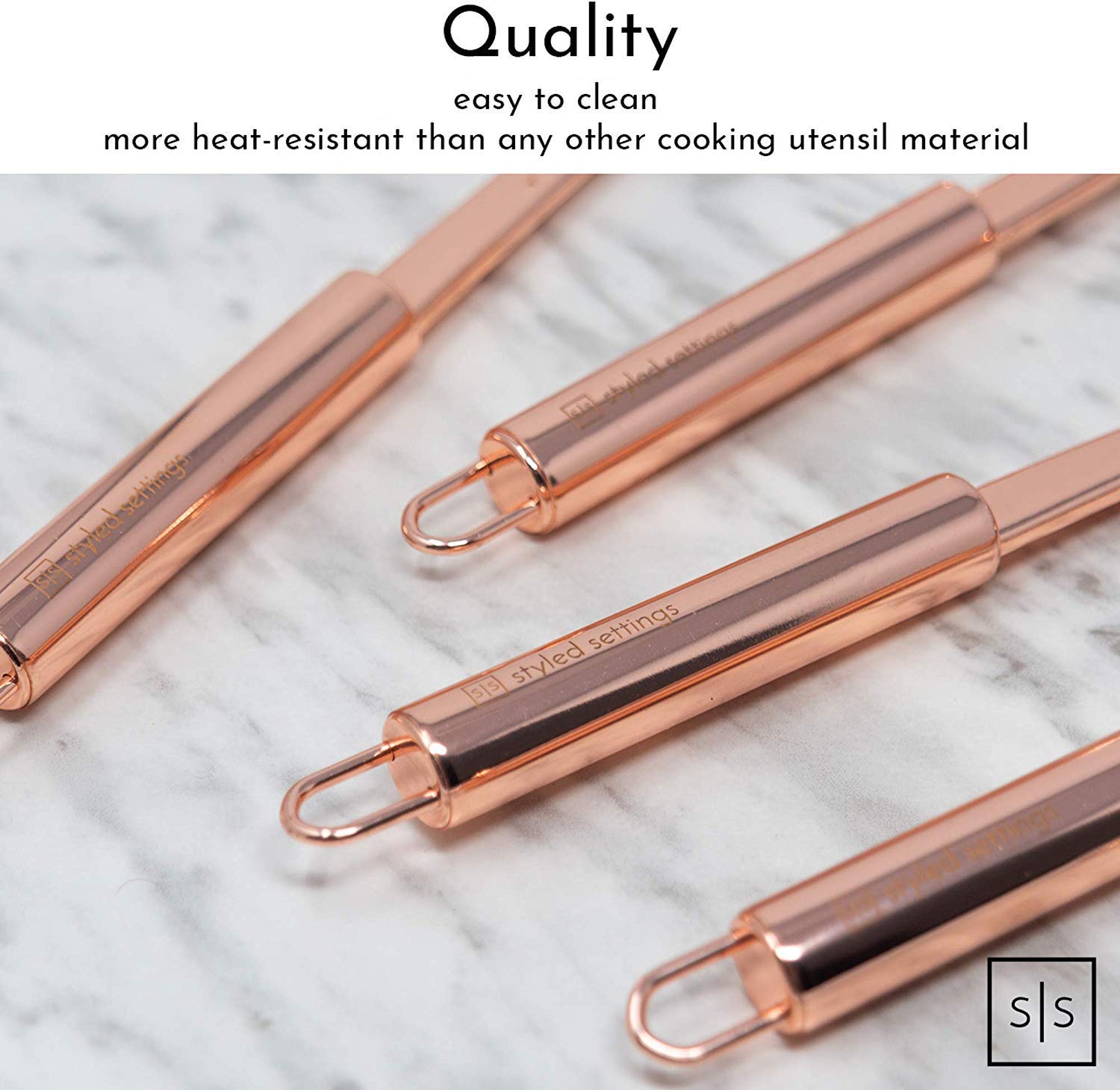 Copper Cooking Utensils for Cooking/Serving, Rose Gold Kitchen Utensils