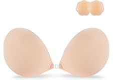 Niidor Adhesive Bra Strapless Sticky Invisible Push up Silicone Bra for Backless Dress with Nipple Covers Nude