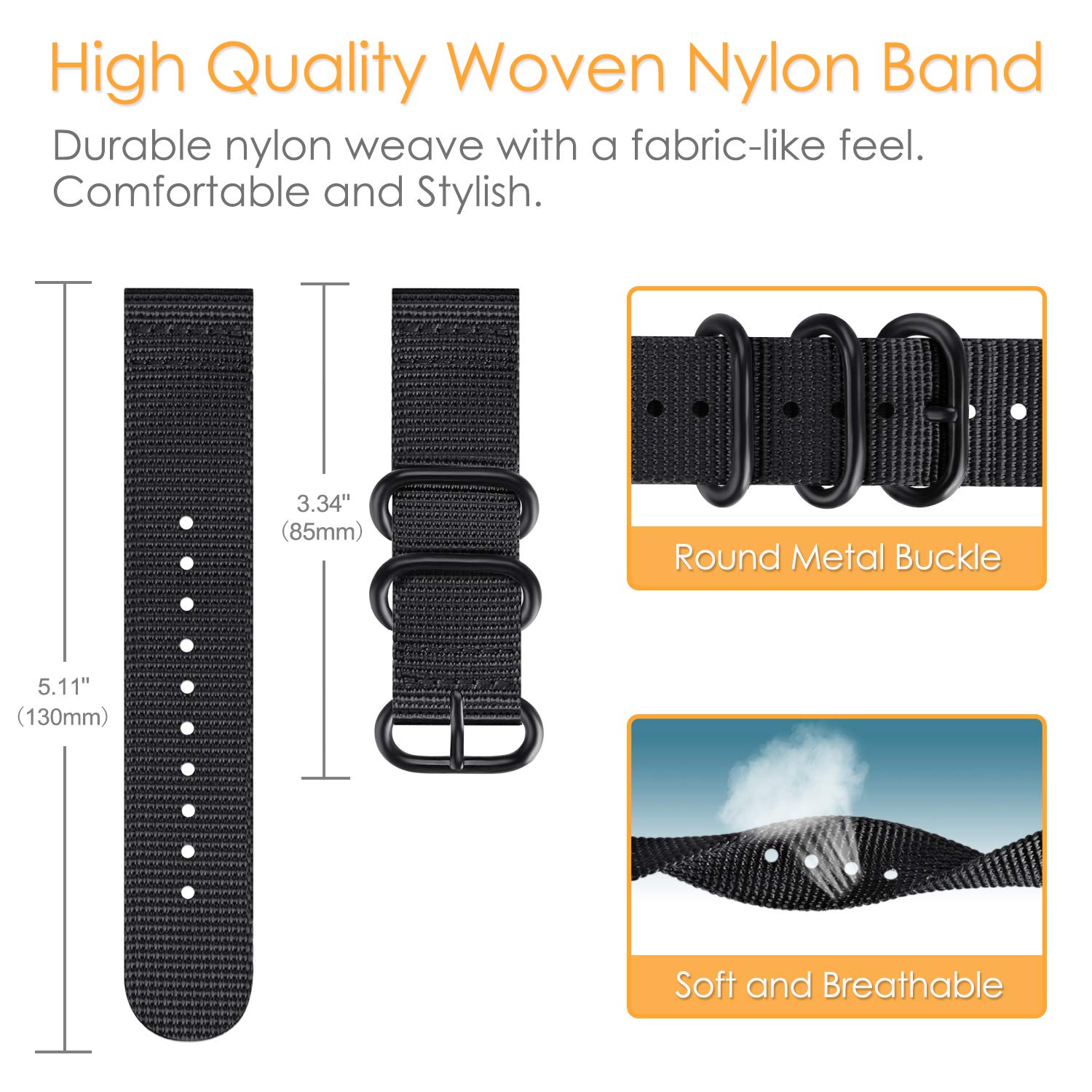 For Garmin Vivoactive Vivomove HR 20mm Watch Bands Soft Nylon