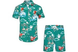 EISHOPEER Men's Flower Button Down Hawaiian Sets Casual Short Sleeve Shirt and Shorts Outfits